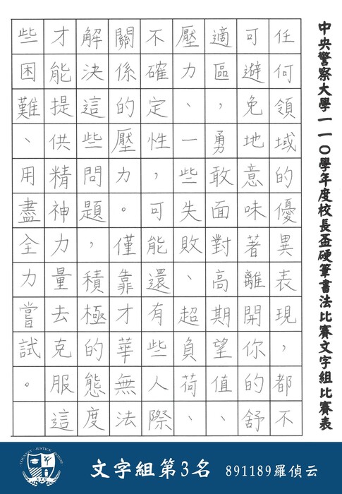 文字組第3名 891189羅偵云
